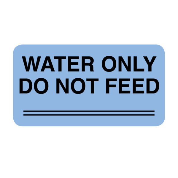 Label, Water Only Do Not Feed 7/8" x 1-5/8" Blue w/Black